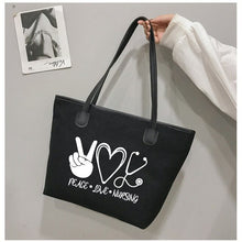 Load image into Gallery viewer, &quot;Peace, Love, Nursing&quot; Tote Bag
